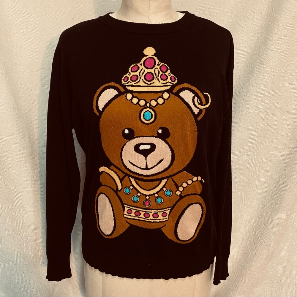 Moschino couture crowned teddy bear on black